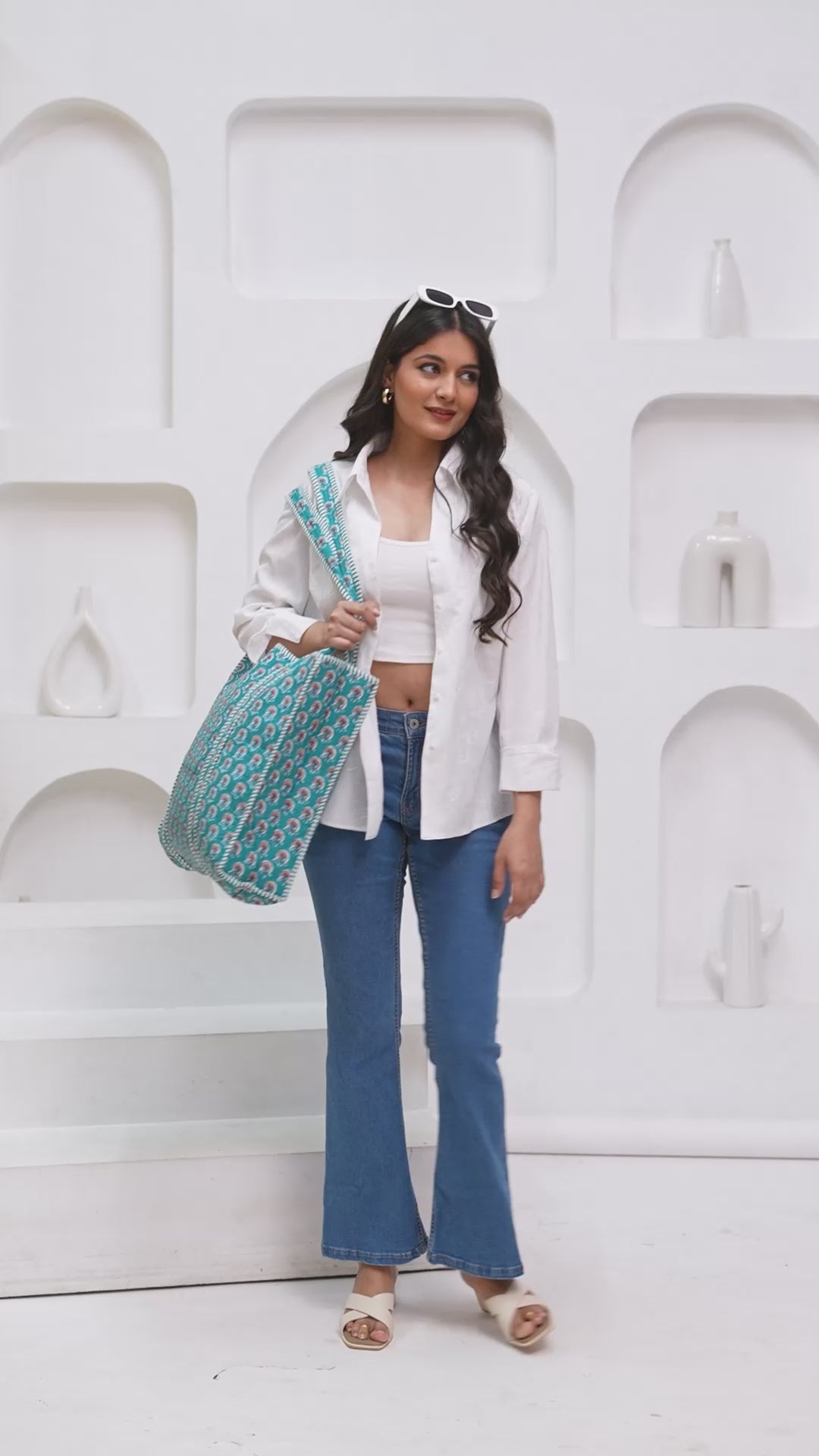 Blue Elegant Style Floral Tote bags - Gift For Elegant Women